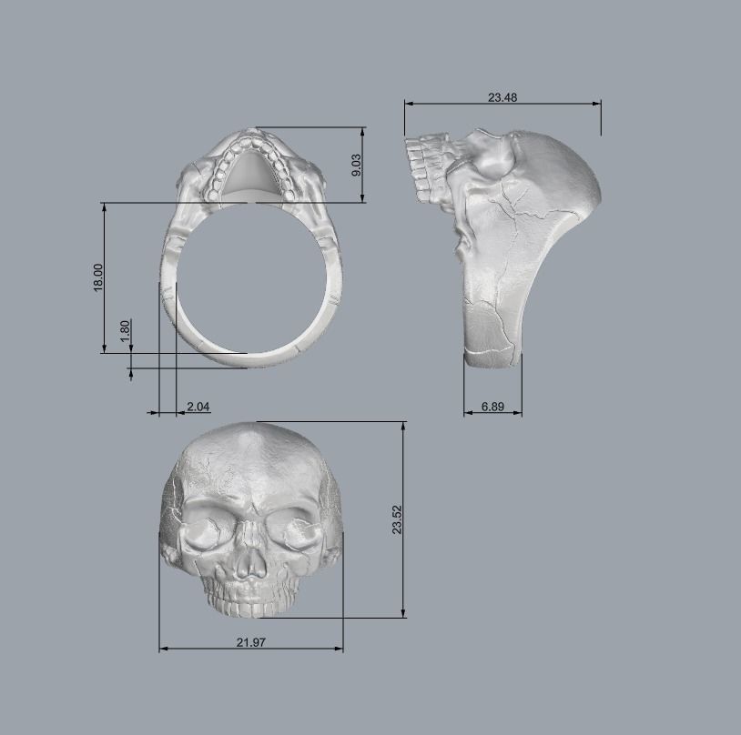 Skull ring 01 3D print model_7