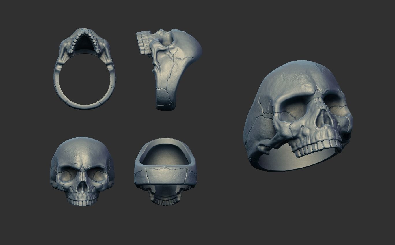 Skull ring 01 3D print model_5