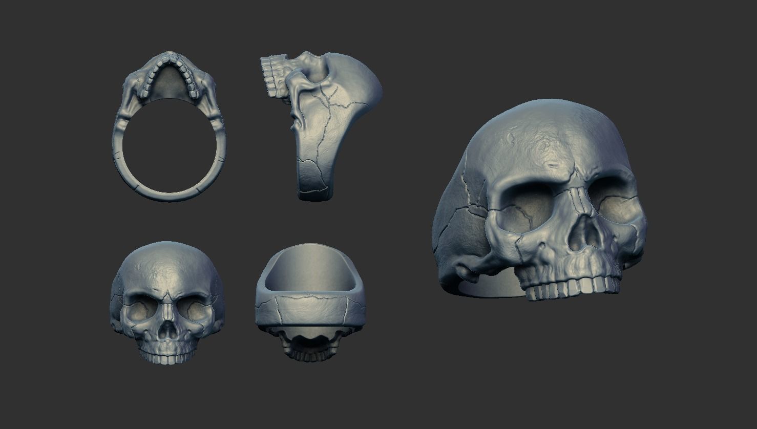 Skull ring 01 3D print model_6