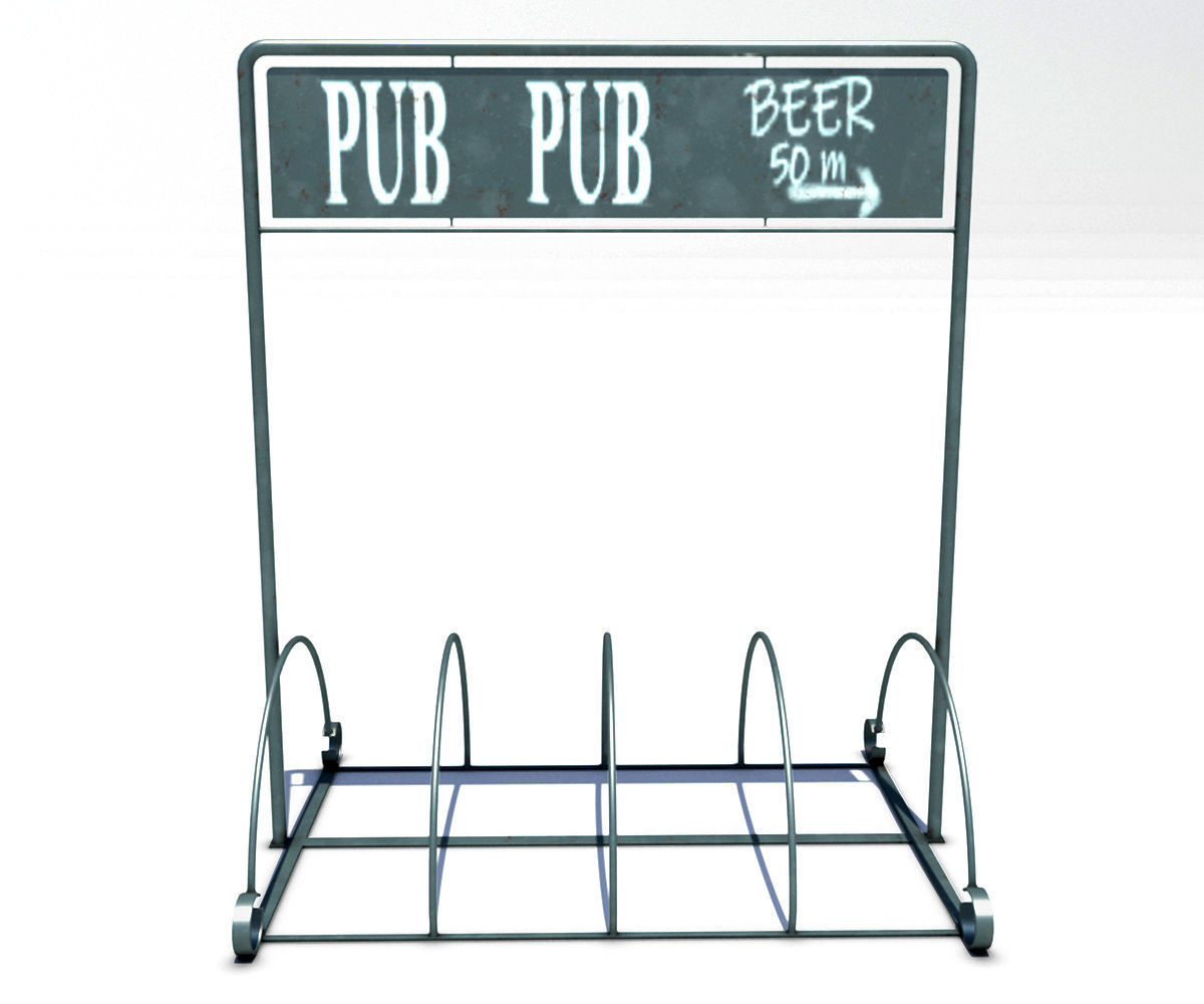 Bicycle Rack Low-poly 3D model_1