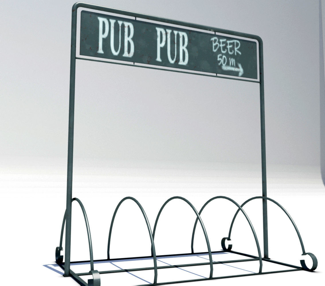 Bicycle Rack Low-poly 3D model_2