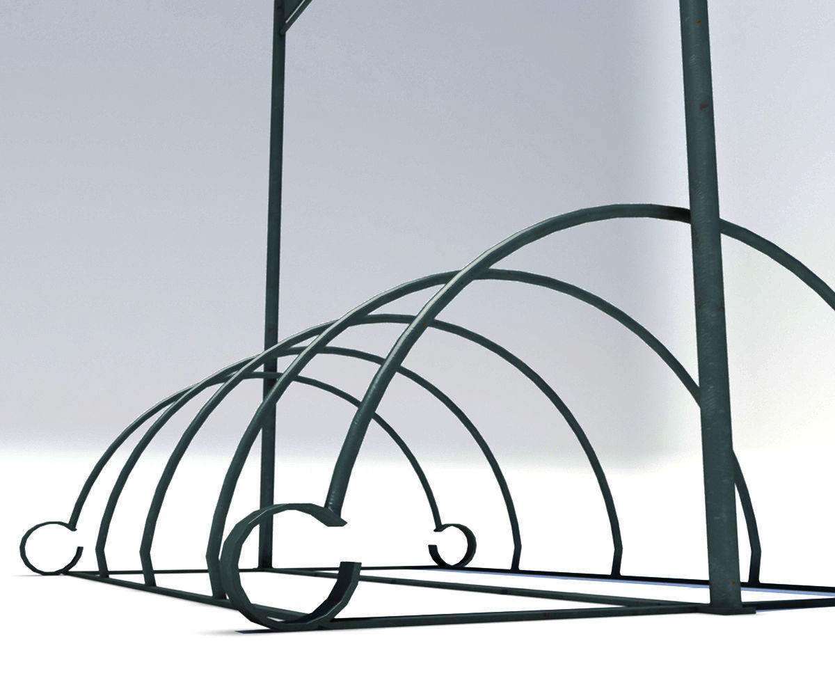 Bicycle Rack Low-poly 3D model_7