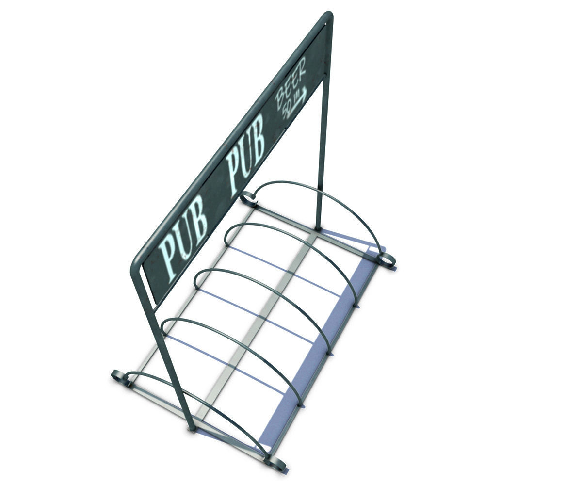 Bicycle Rack Low-poly 3D model_3