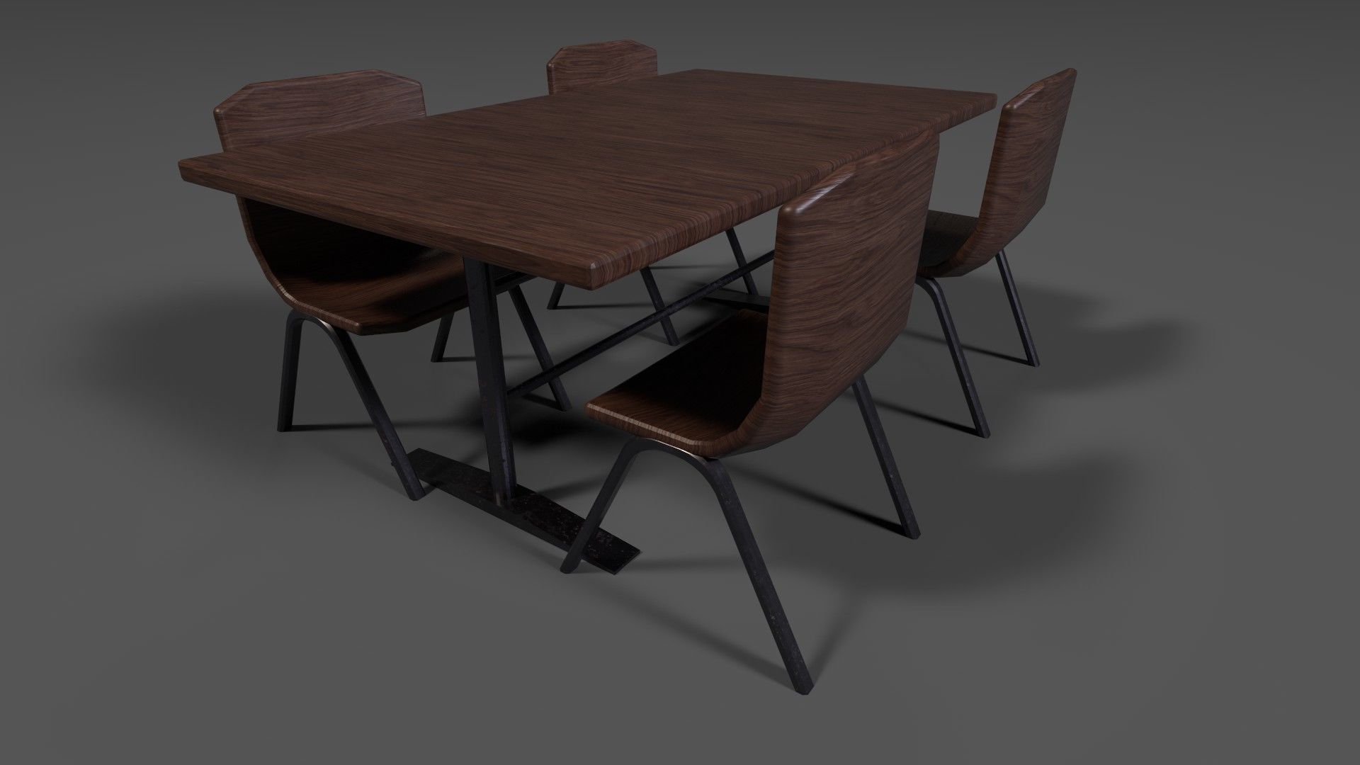 chair set 1 dining table and chairs Low-poly 3D model_3