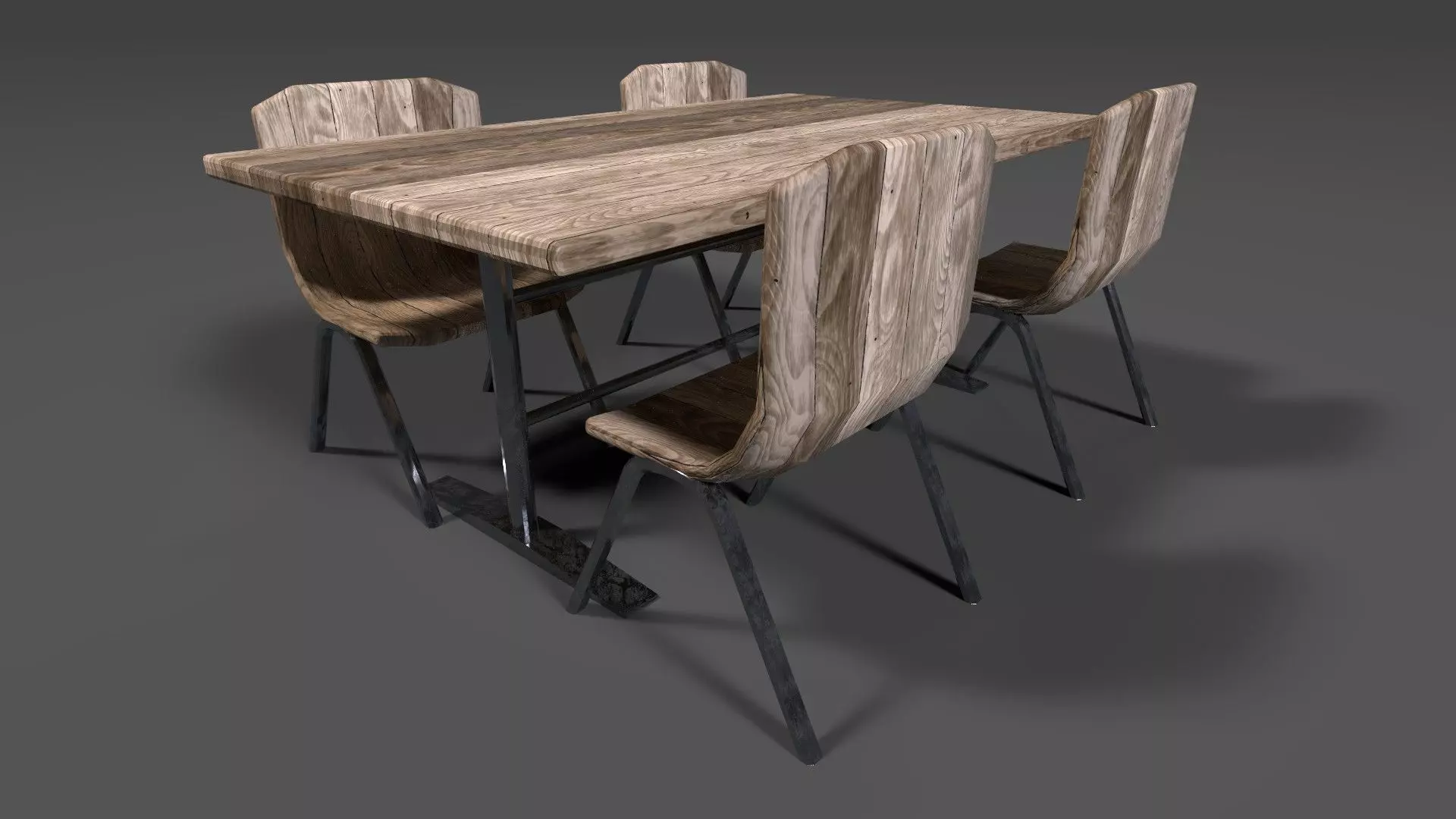 chair set 1 dining table and chairs Low-poly 3D model_0