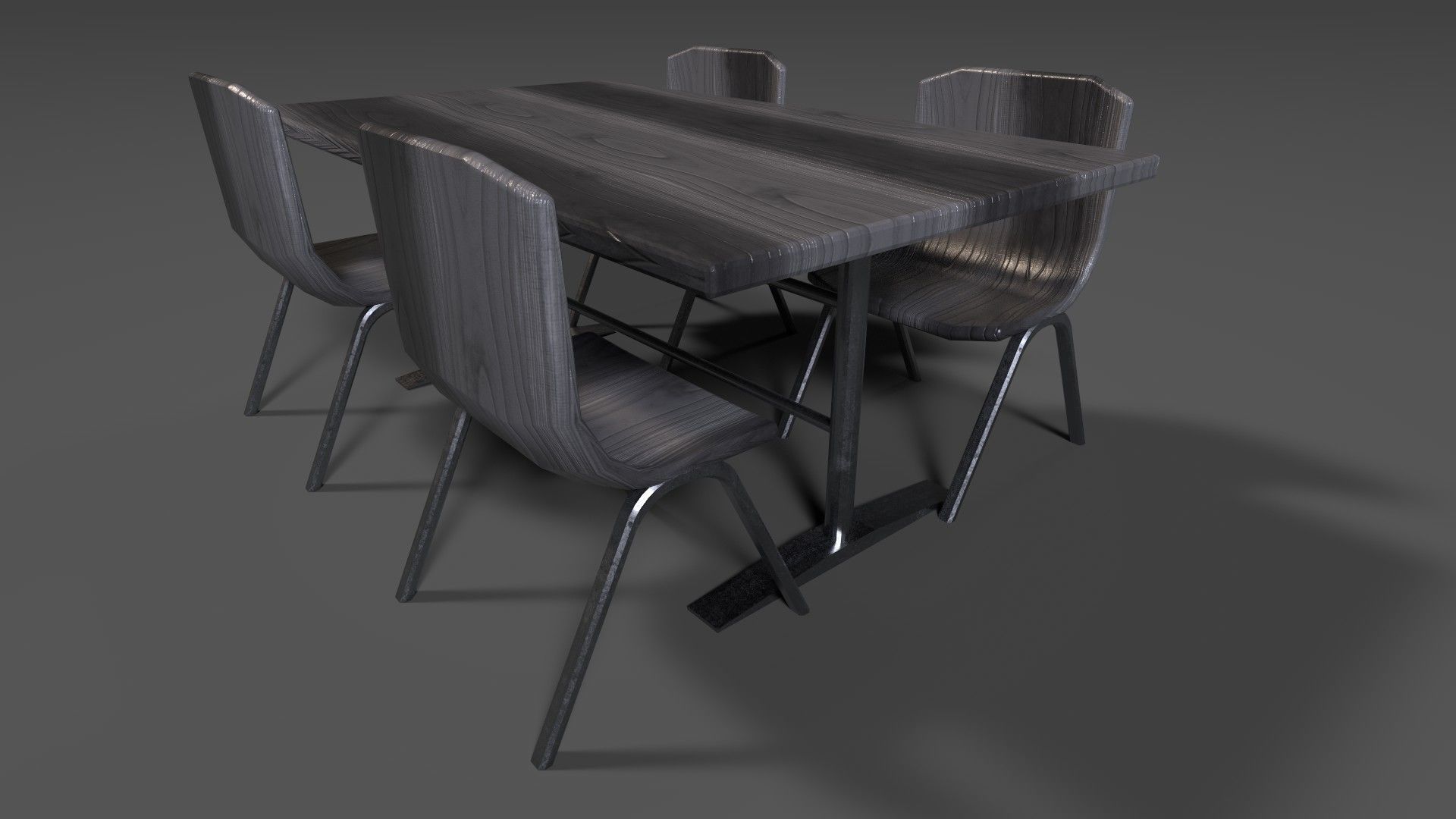 chair set 1 dining table and chairs Low-poly 3D model_1