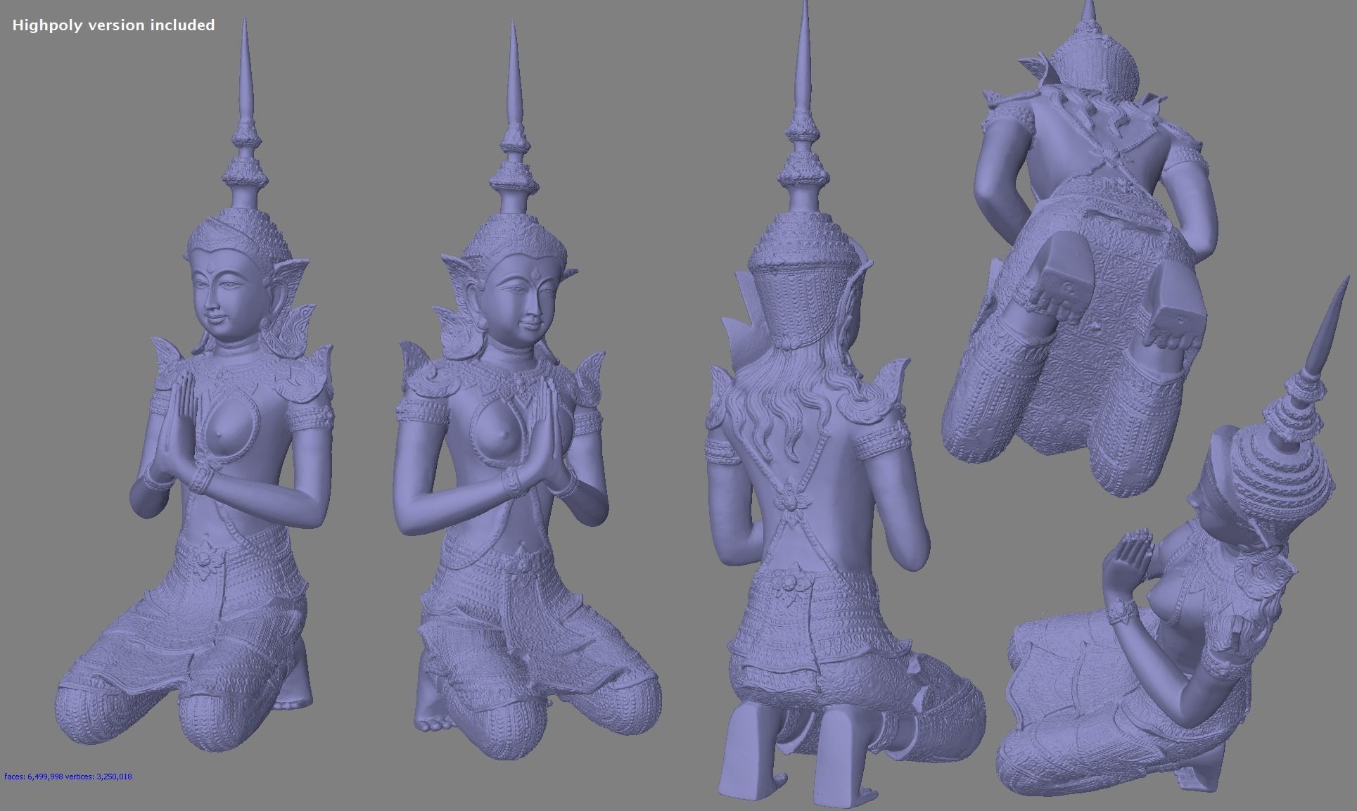 Female Thepphanom Low-poly 3D model_14