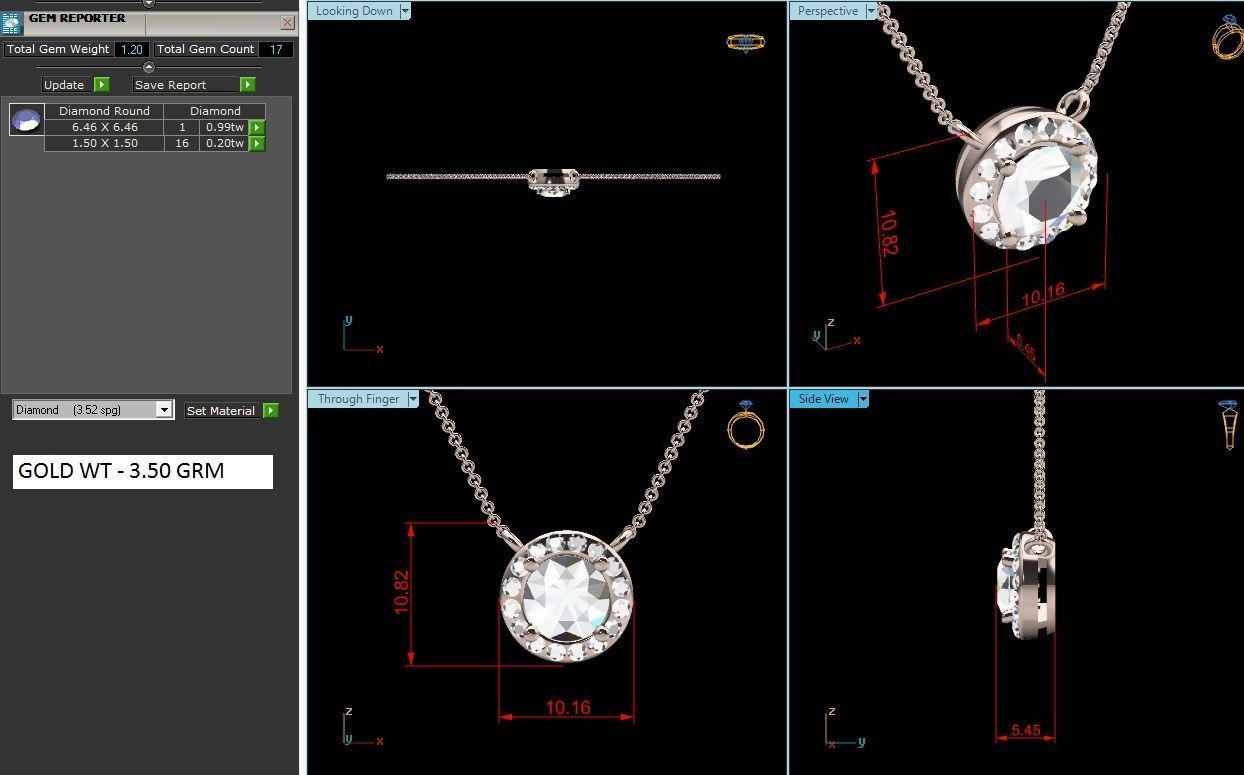 Solitaire pendant 3dm stl render detail 3D print model 3D print model_6
