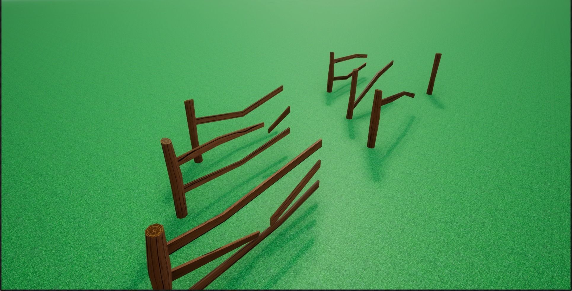 Cartoonish Low Poly Modular Wooden Fence Low-poly 3D model_8