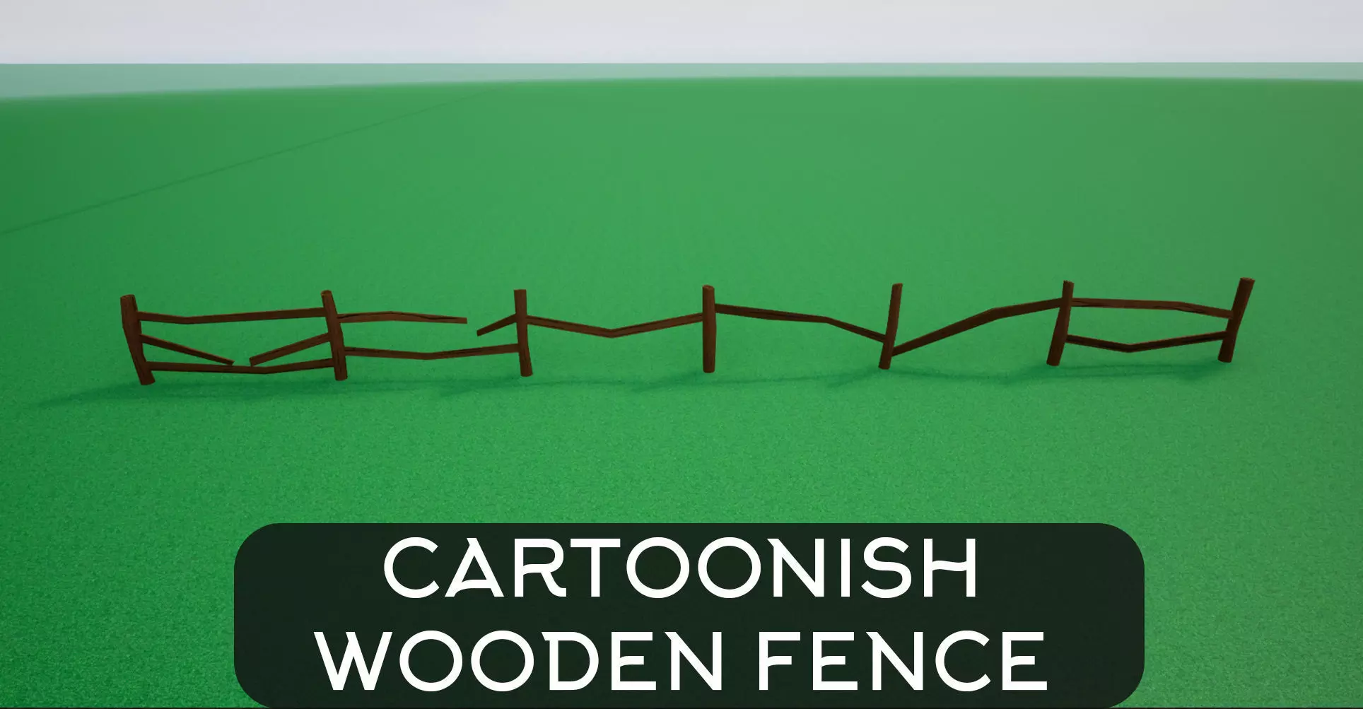 Cartoonish Low Poly Modular Wooden Fence Low-poly 3D model_0