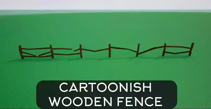 Cartoonish Low Poly Modular Wooden Fence Low-poly 3D model