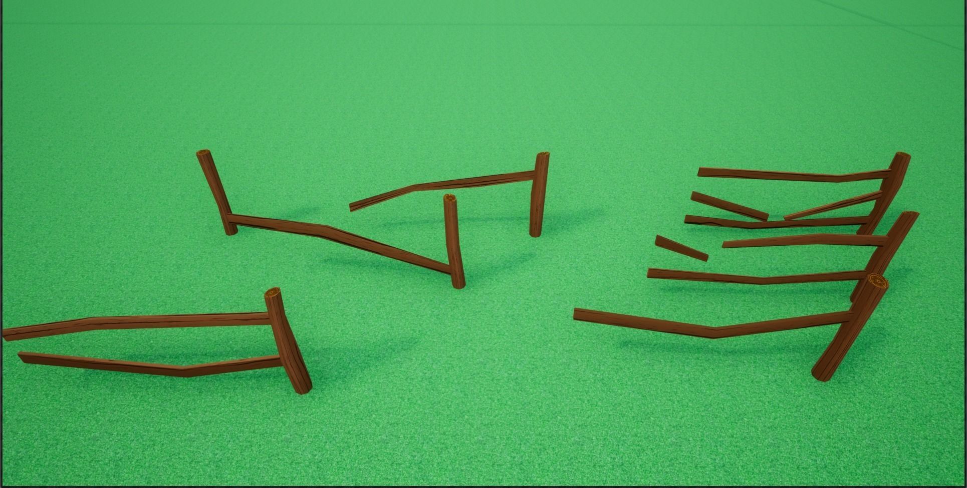 Cartoonish Low Poly Modular Wooden Fence Low-poly 3D model_9