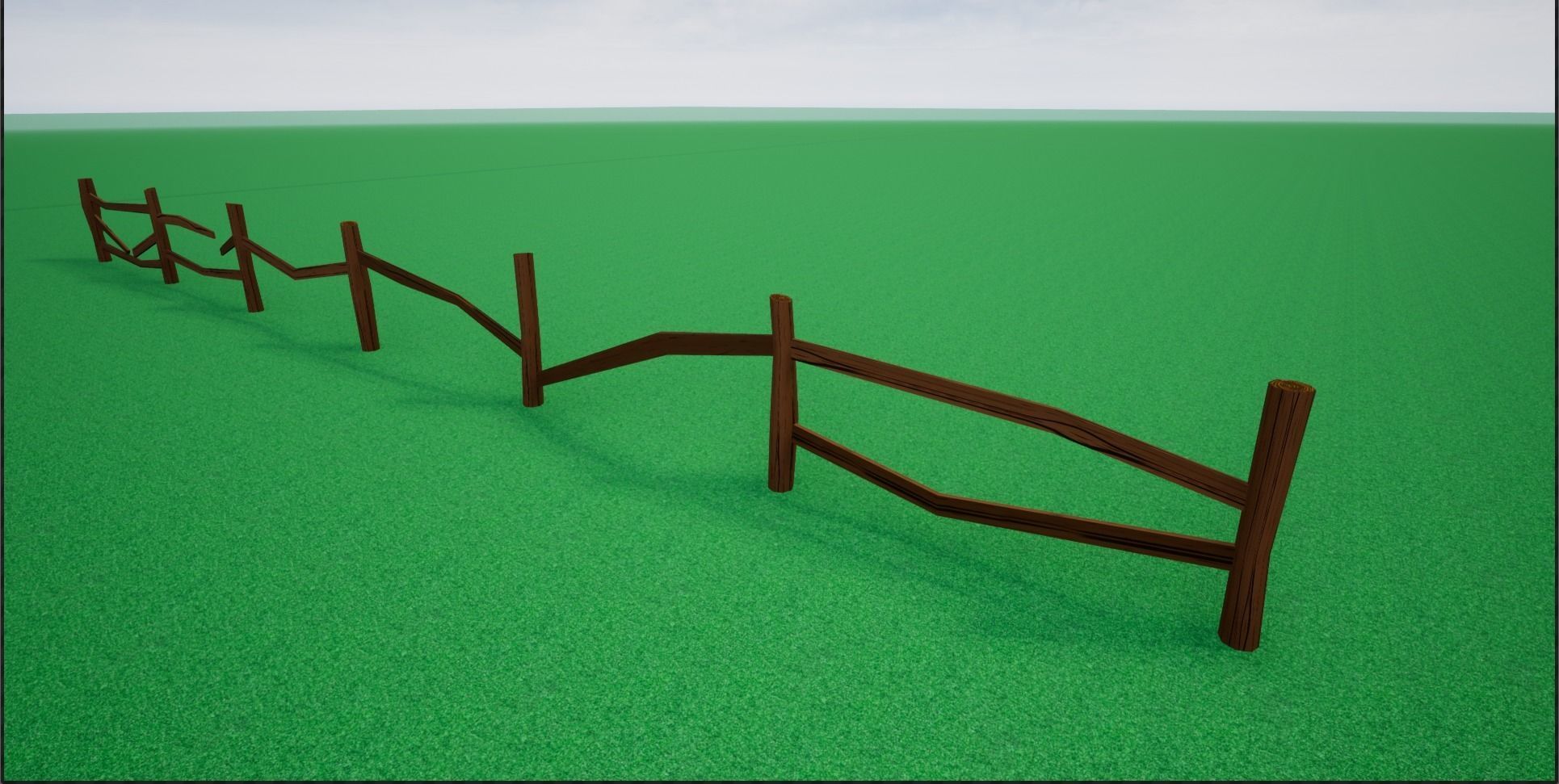 Cartoonish Low Poly Modular Wooden Fence Low-poly 3D model_4