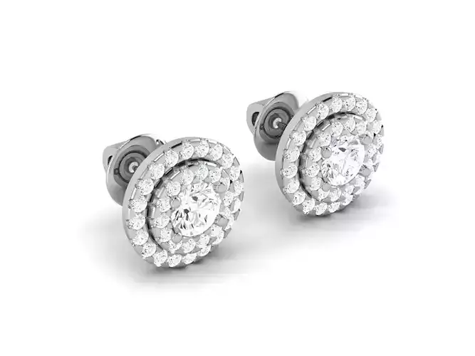 Solitaire earrings 3dm stl render detail 3D print model 3D print model