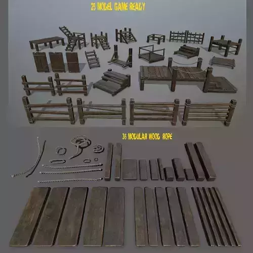 woods and  ropes  Low-poly 3D model