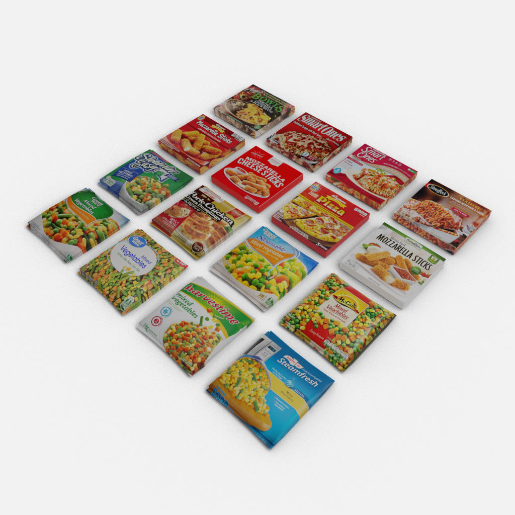 Store Floor Freezer refrigerator Store Display with frozen food 3D model_11