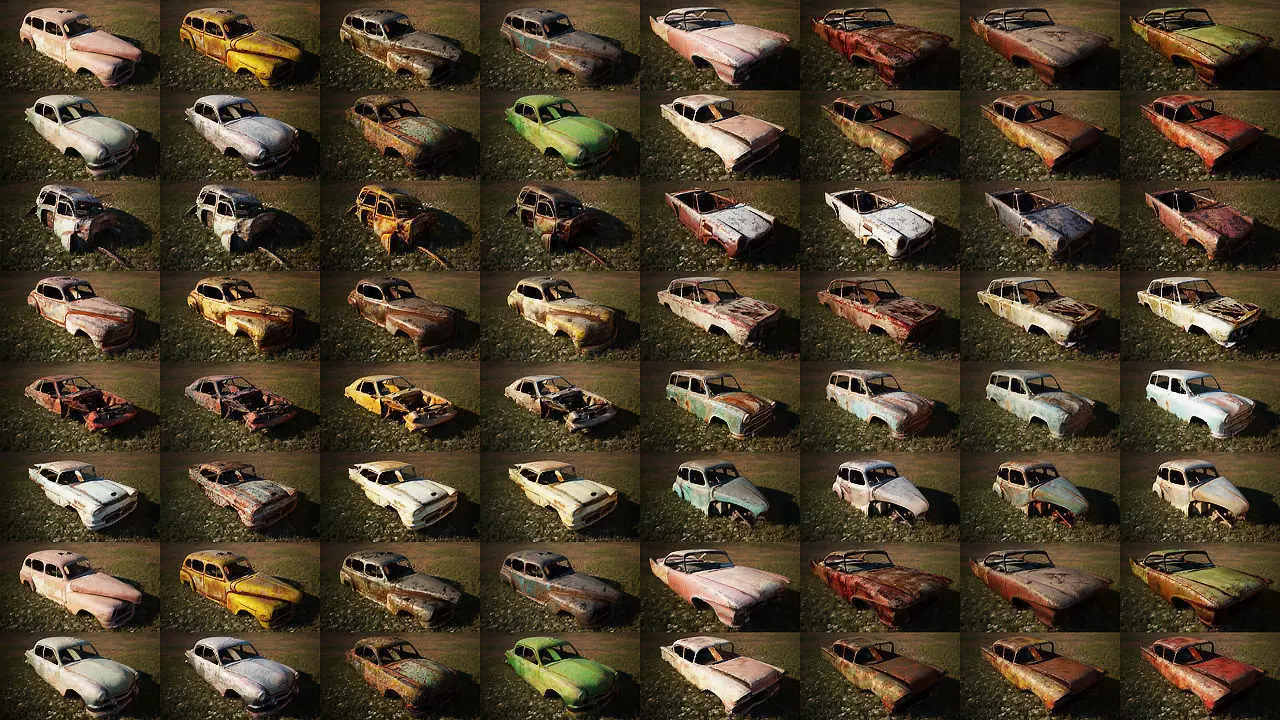 48 OLD ABANDONED CARS 3D model_0