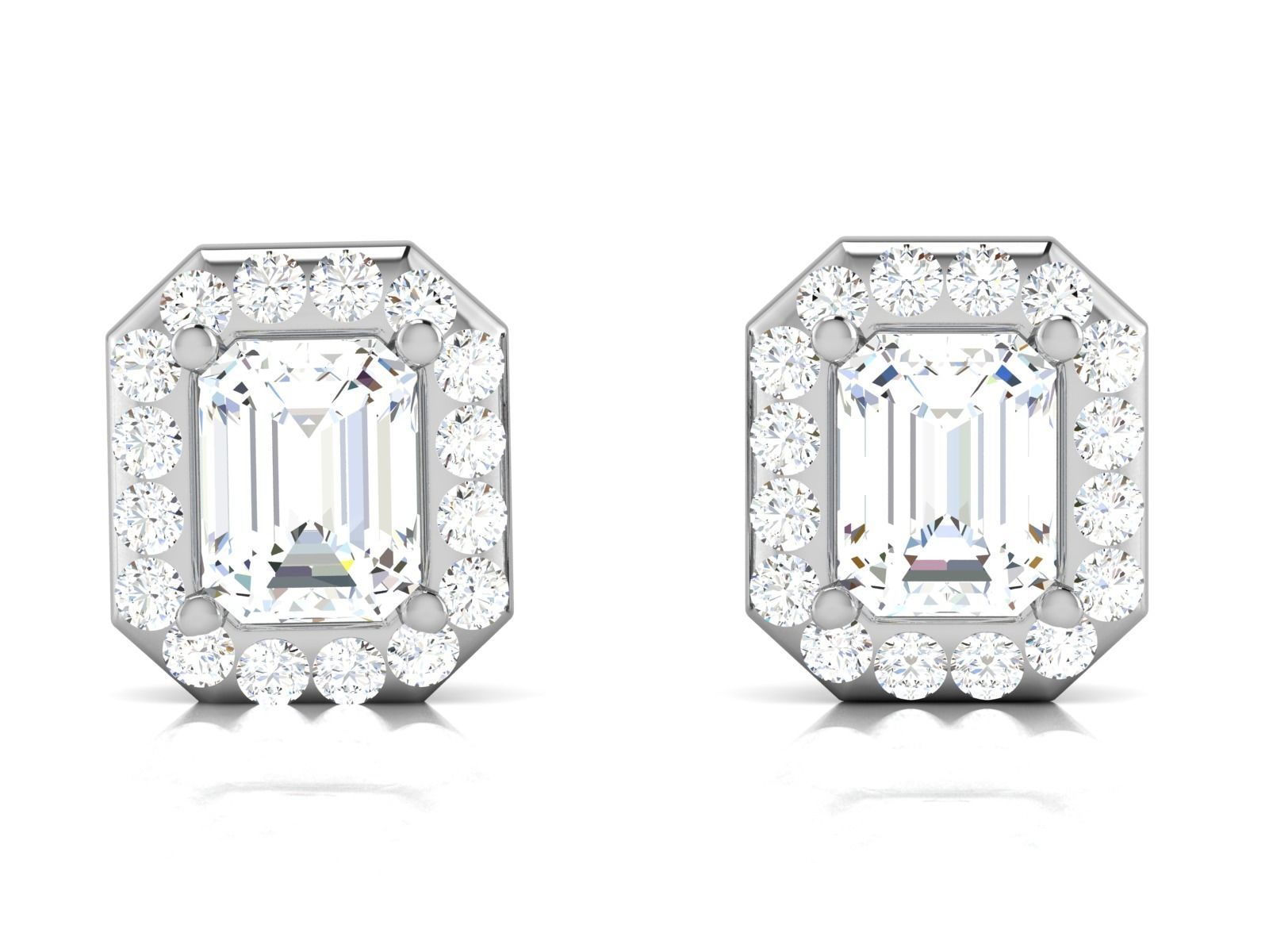 Solitaire earrings 3dm stl render detail 3D print model 3D print model_3