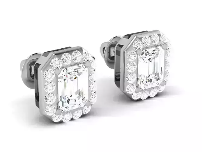 Solitaire earrings 3dm stl render detail 3D print model 3D print model