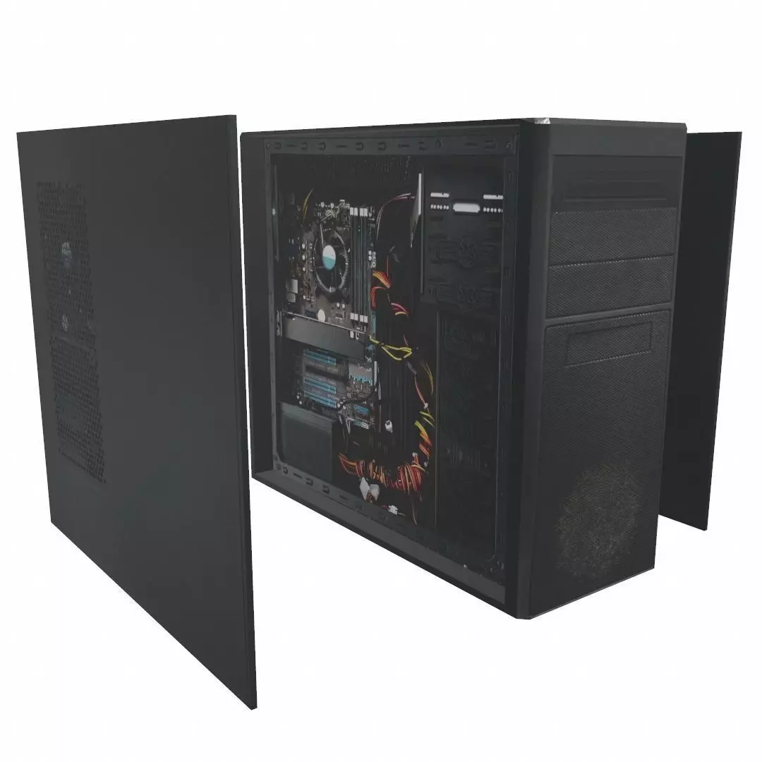 Desktop PC computer processor  Low-poly 3D model_0