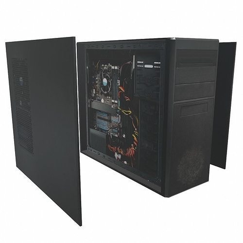 Desktop PC computer processor  Low-poly 3D model