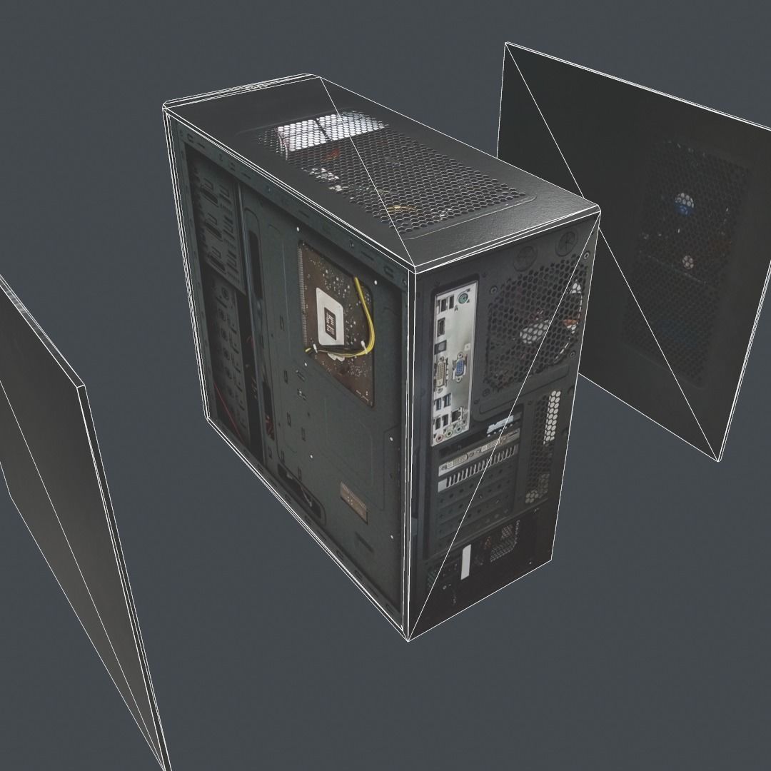 Desktop PC computer processor  Low-poly 3D model_10