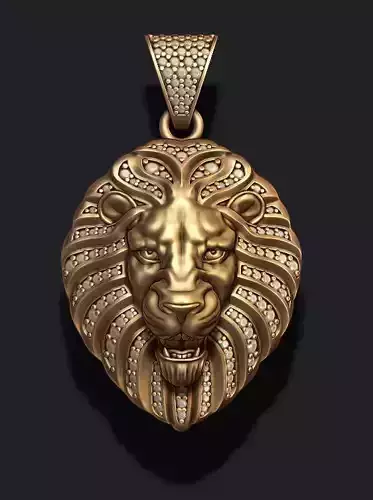 Lion pendant with diamonds and opened mouth 009