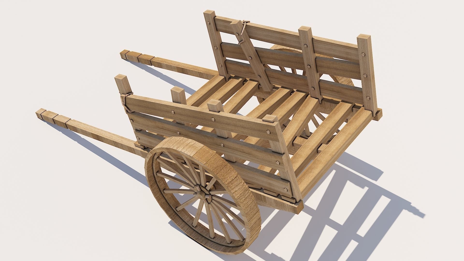 Wooden Cart Low-poly 3D model_2
