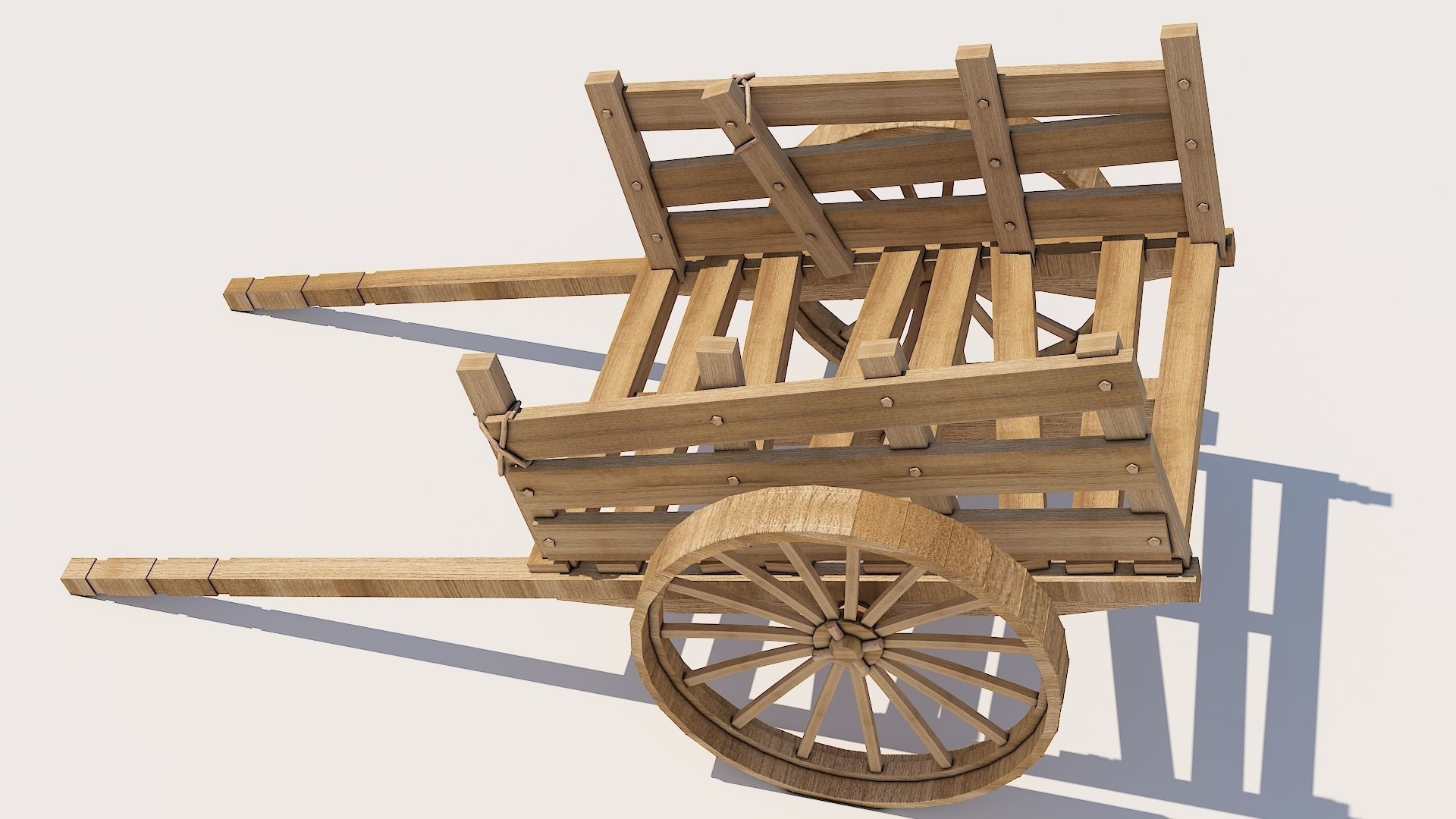 Wooden Cart Low-poly 3D model_4