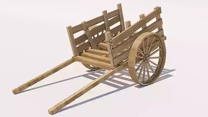 Wooden Cart Low-poly 3D model