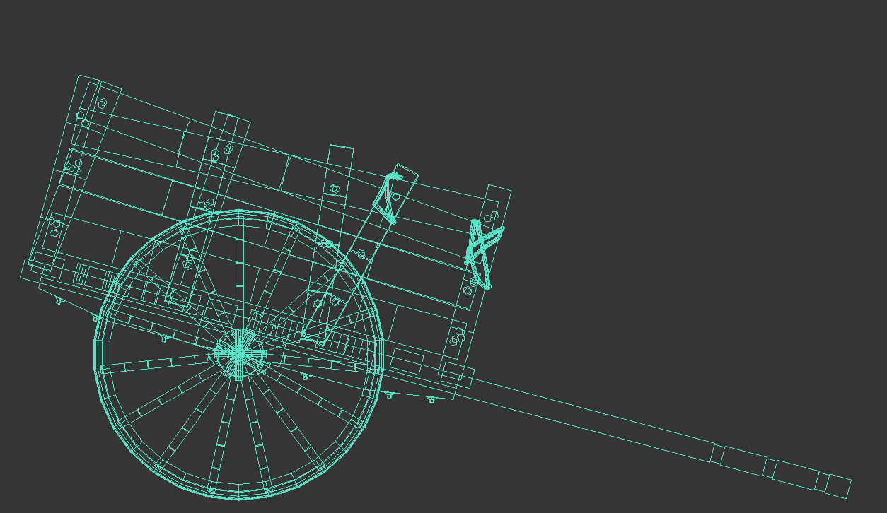 Wooden Cart Low-poly 3D model_6