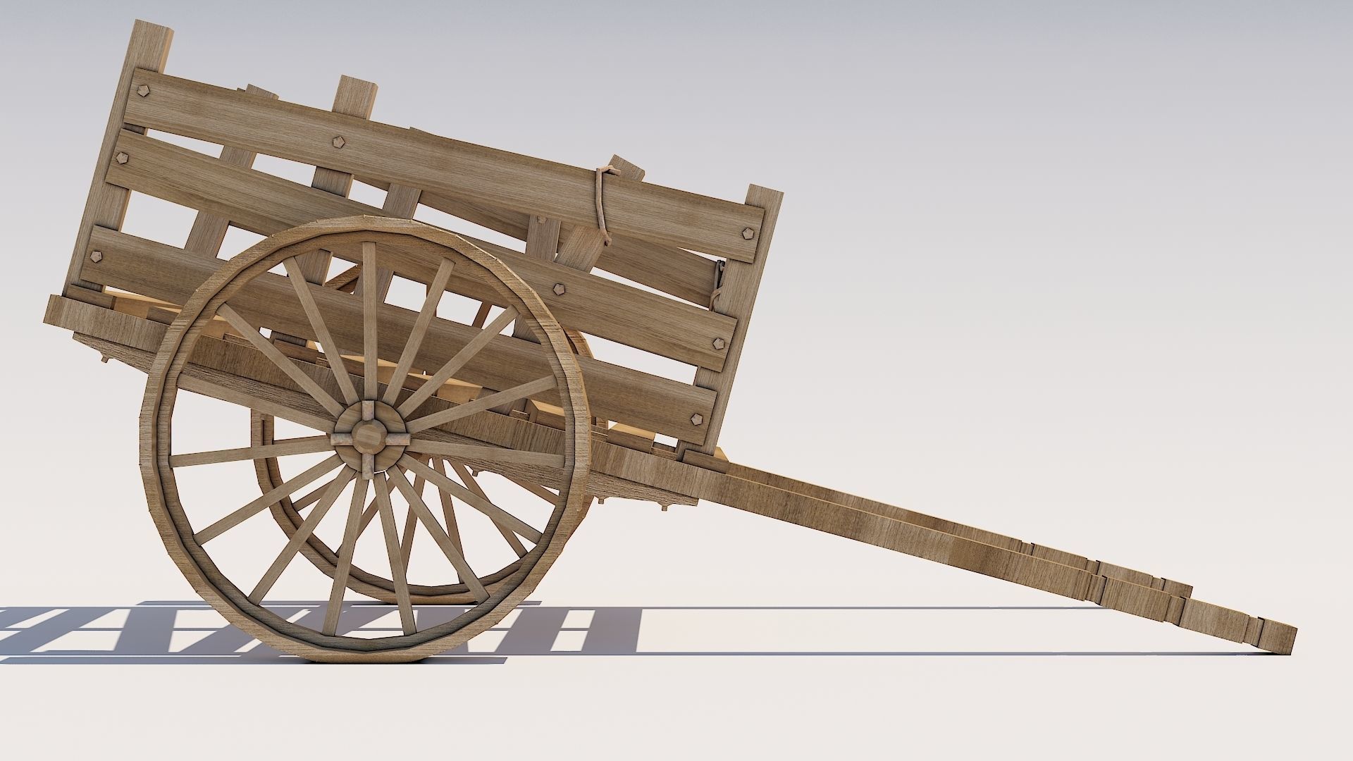 Wooden Cart Low-poly 3D model_3