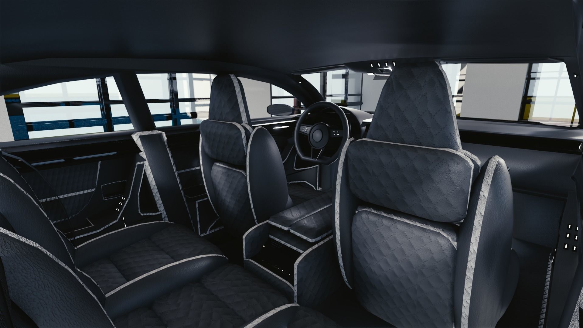 BLENDER EEVEE Brandless Small 2 door sedan Low-poly 3D model_8