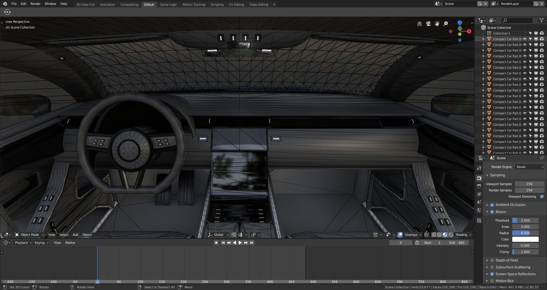 BLENDER EEVEE Brandless Small 2 door sedan Low-poly 3D model_14