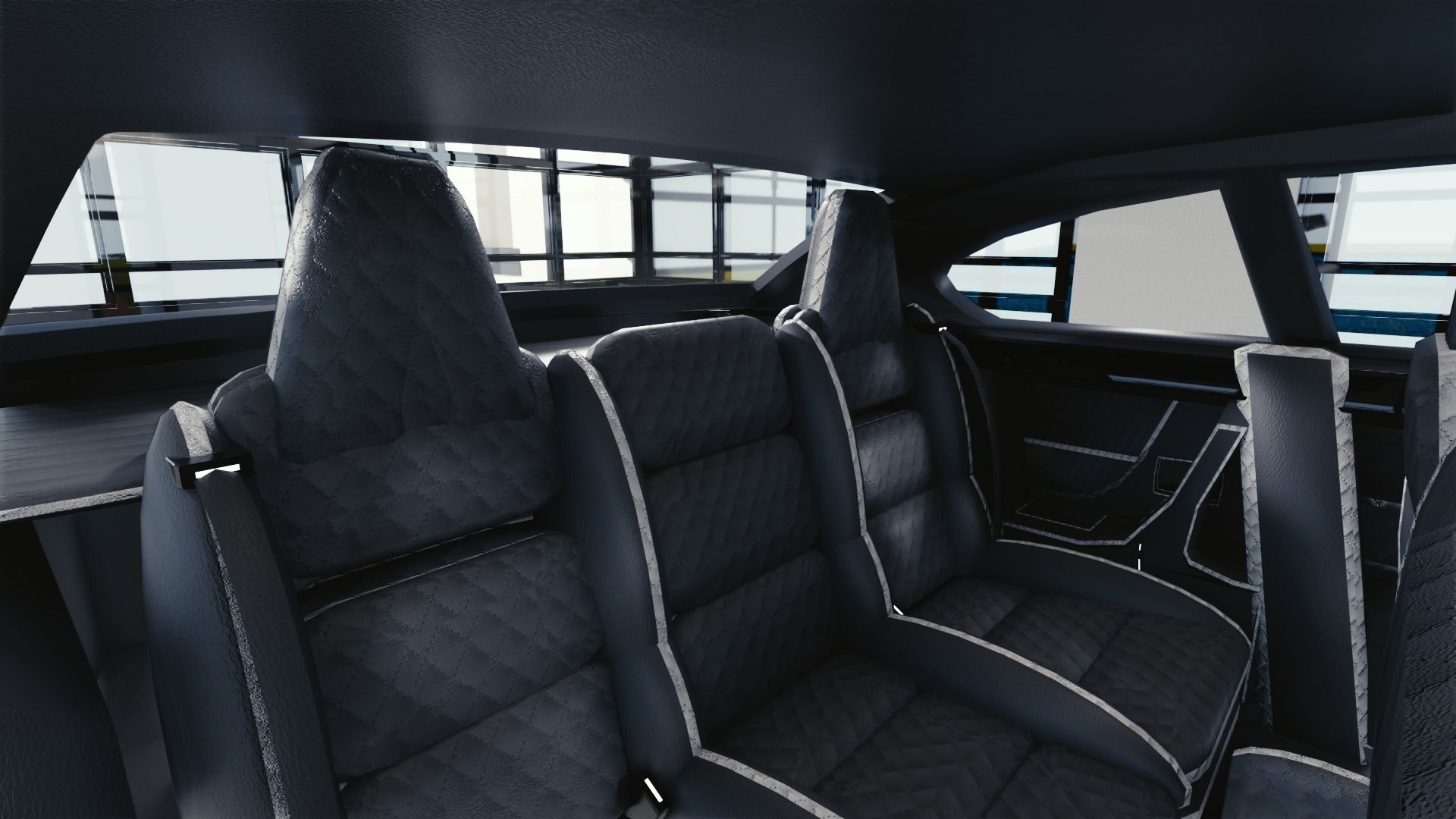 BLENDER EEVEE Brandless Small 2 door sedan Low-poly 3D model_9