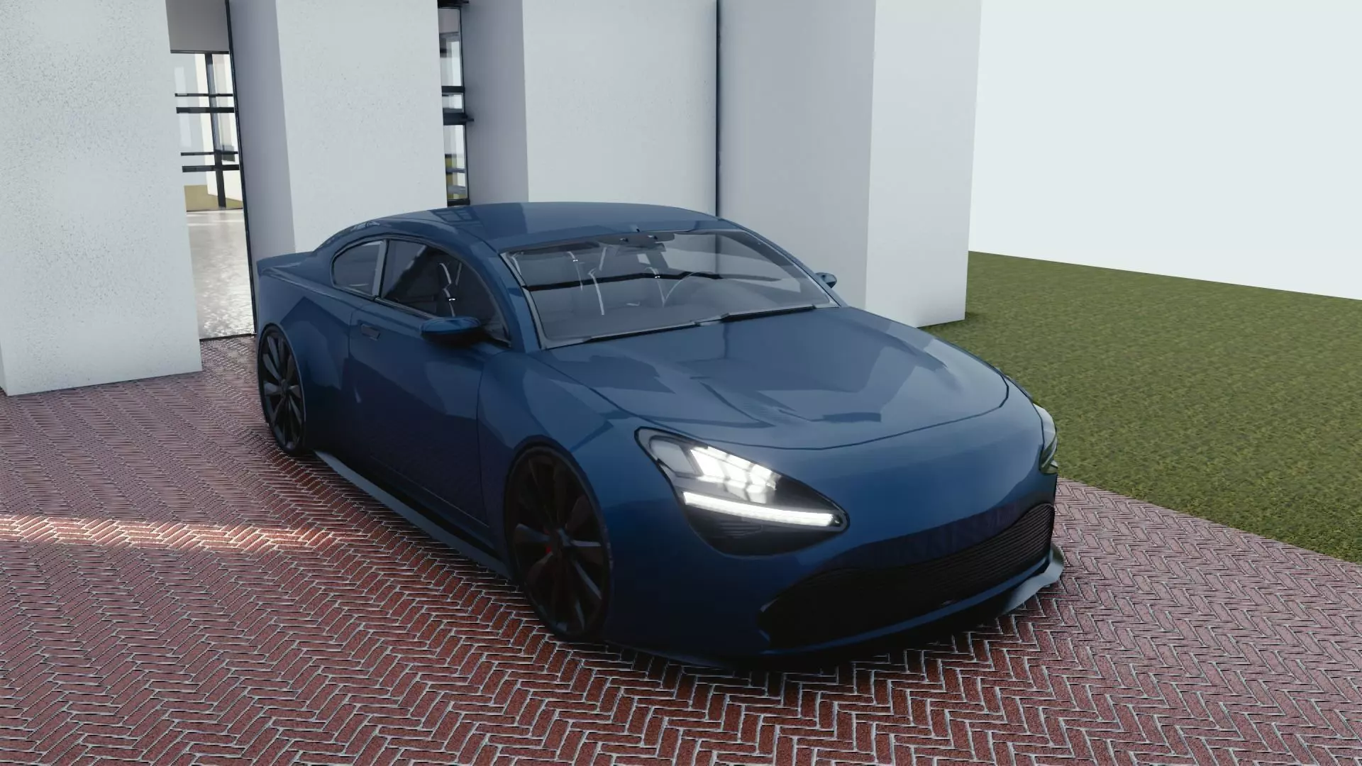 BLENDER EEVEE Brandless Small 2 door sedan Low-poly 3D model_0