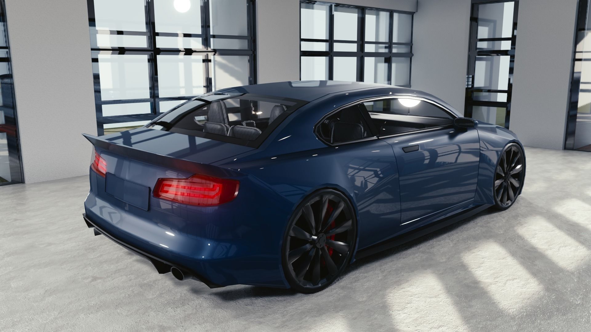 BLENDER EEVEE Brandless Small 2 door sedan Low-poly 3D model_3