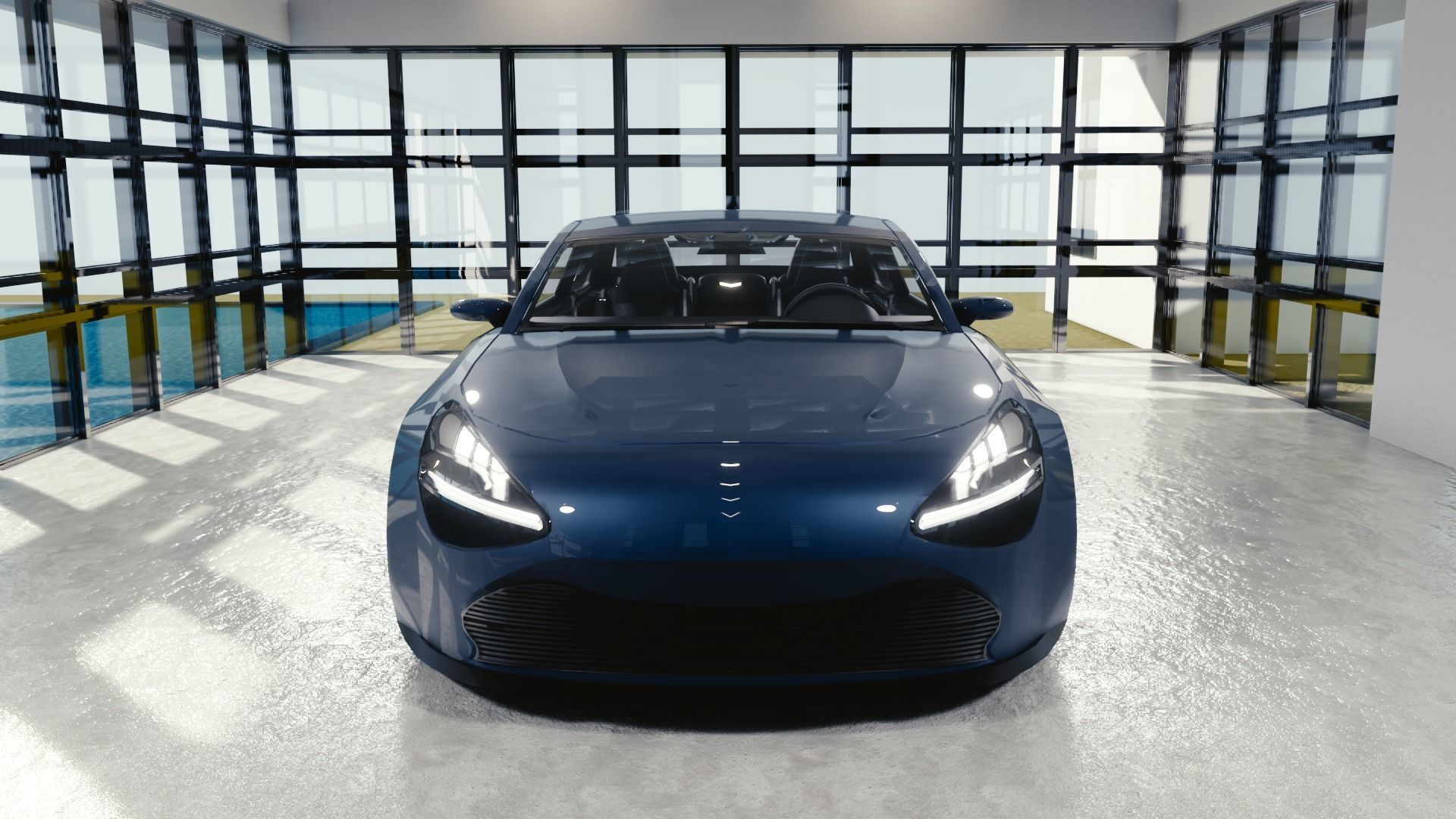 BLENDER EEVEE Brandless Small 2 door sedan Low-poly 3D model_4