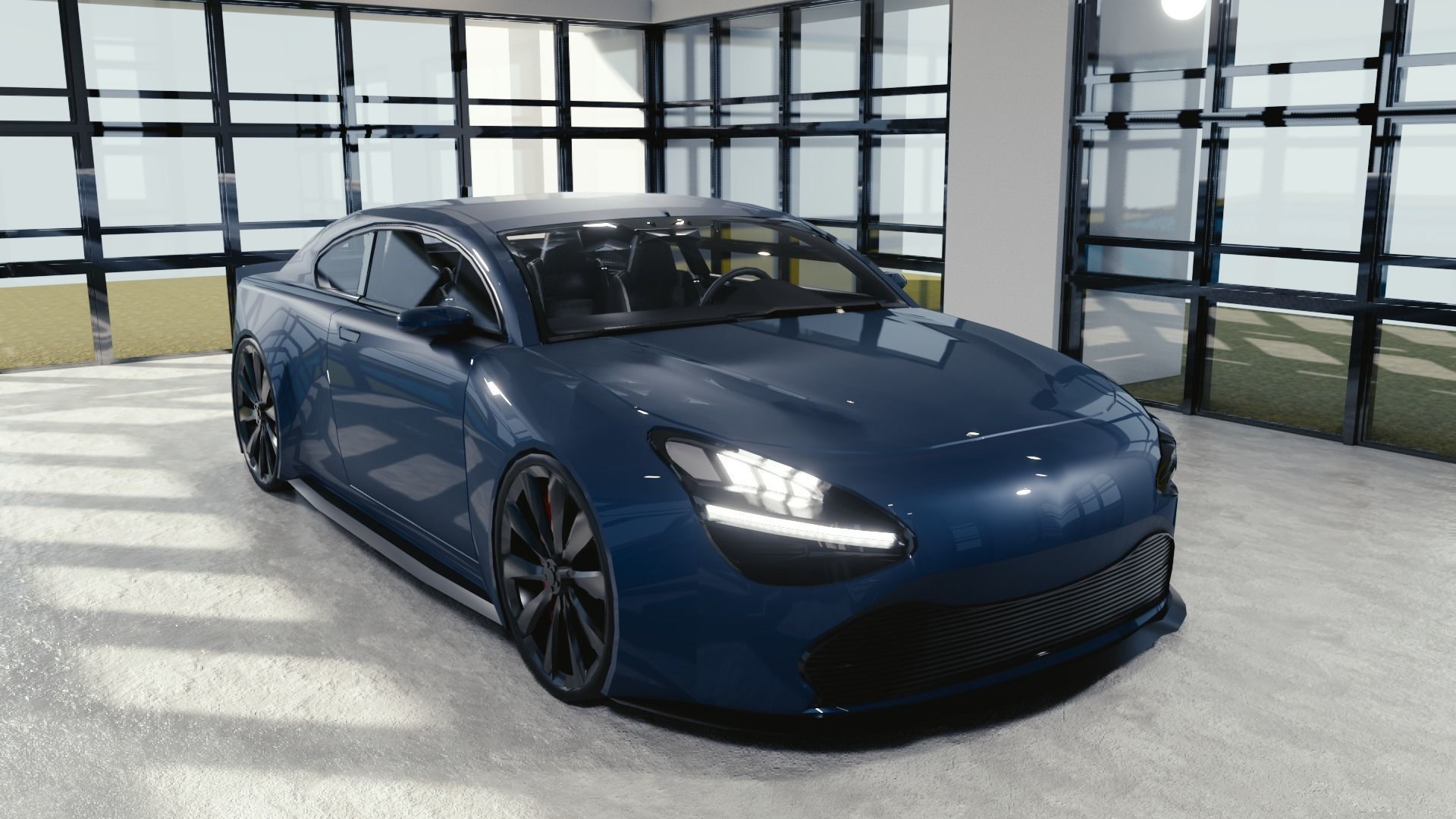 BLENDER EEVEE Brandless Small 2 door sedan Low-poly 3D model_2