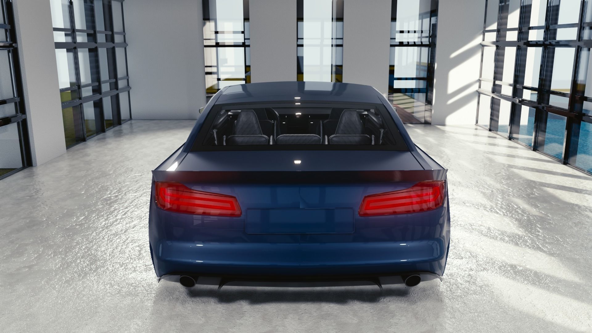 BLENDER EEVEE Brandless Small 2 door sedan Low-poly 3D model_5