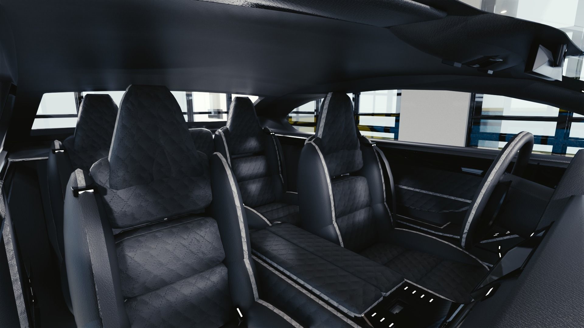 BLENDER EEVEE Brandless Small 2 door sedan Low-poly 3D model_7