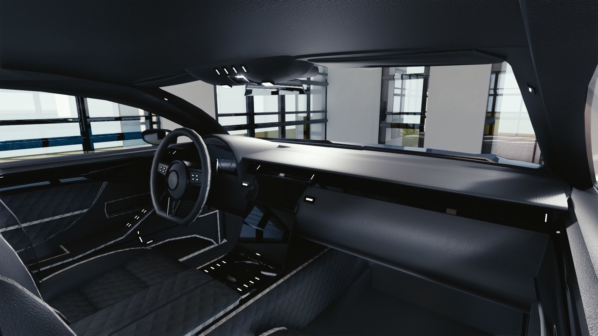 BLENDER EEVEE Brandless Small 2 door sedan Low-poly 3D model_6