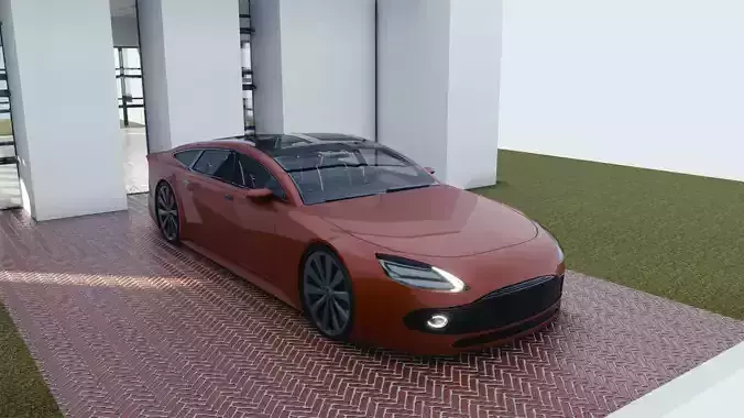 BLENDER EEVEE Brandless Extended Wheelbase 4 door coupe