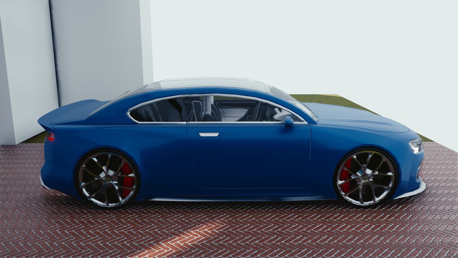 BLENDER EEVEE Brandless Small 2 door sedan Low-poly 3D model_1