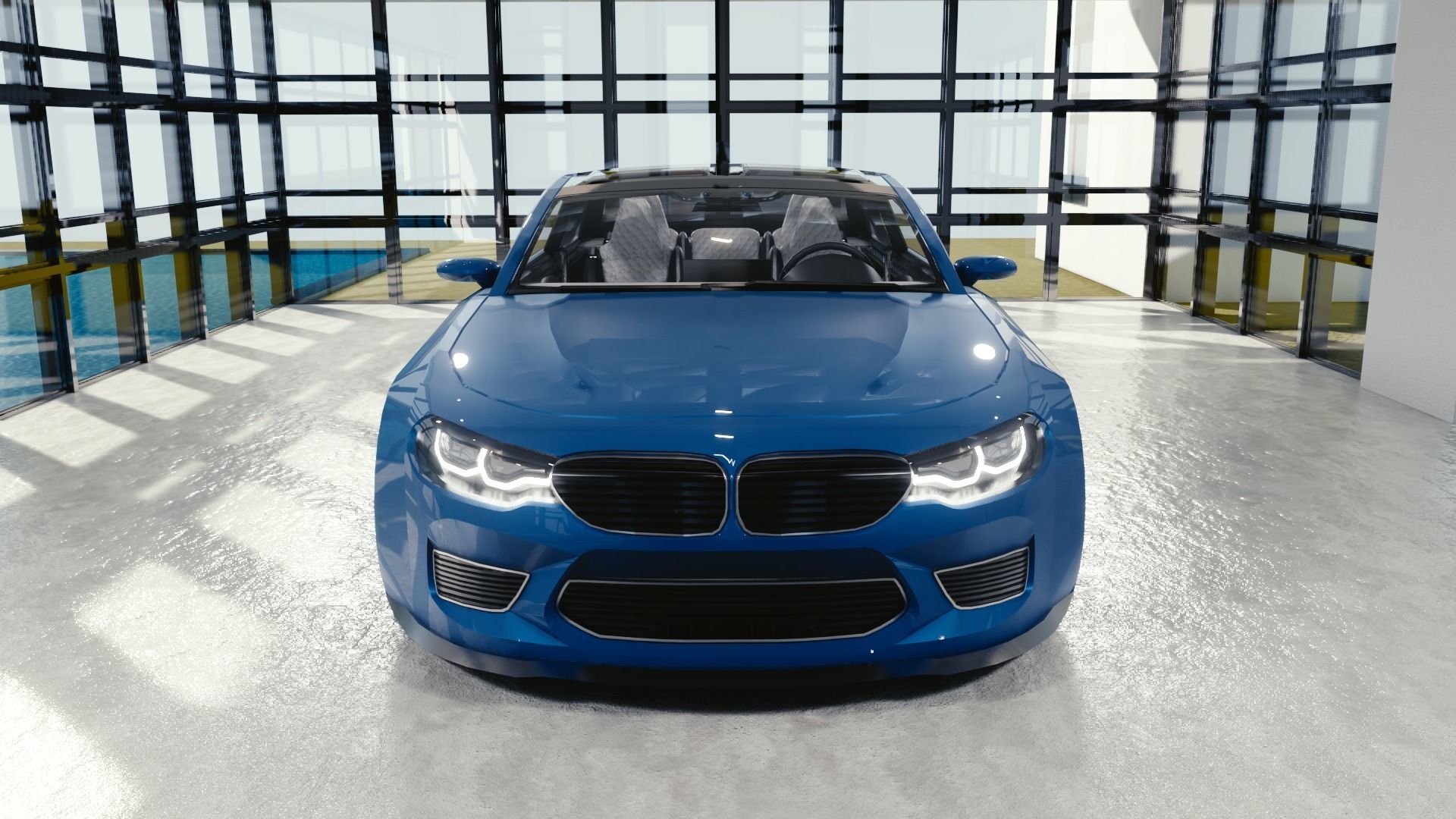 BLENDER EEVEE Brandless Small 2 door sedan Low-poly 3D model_4