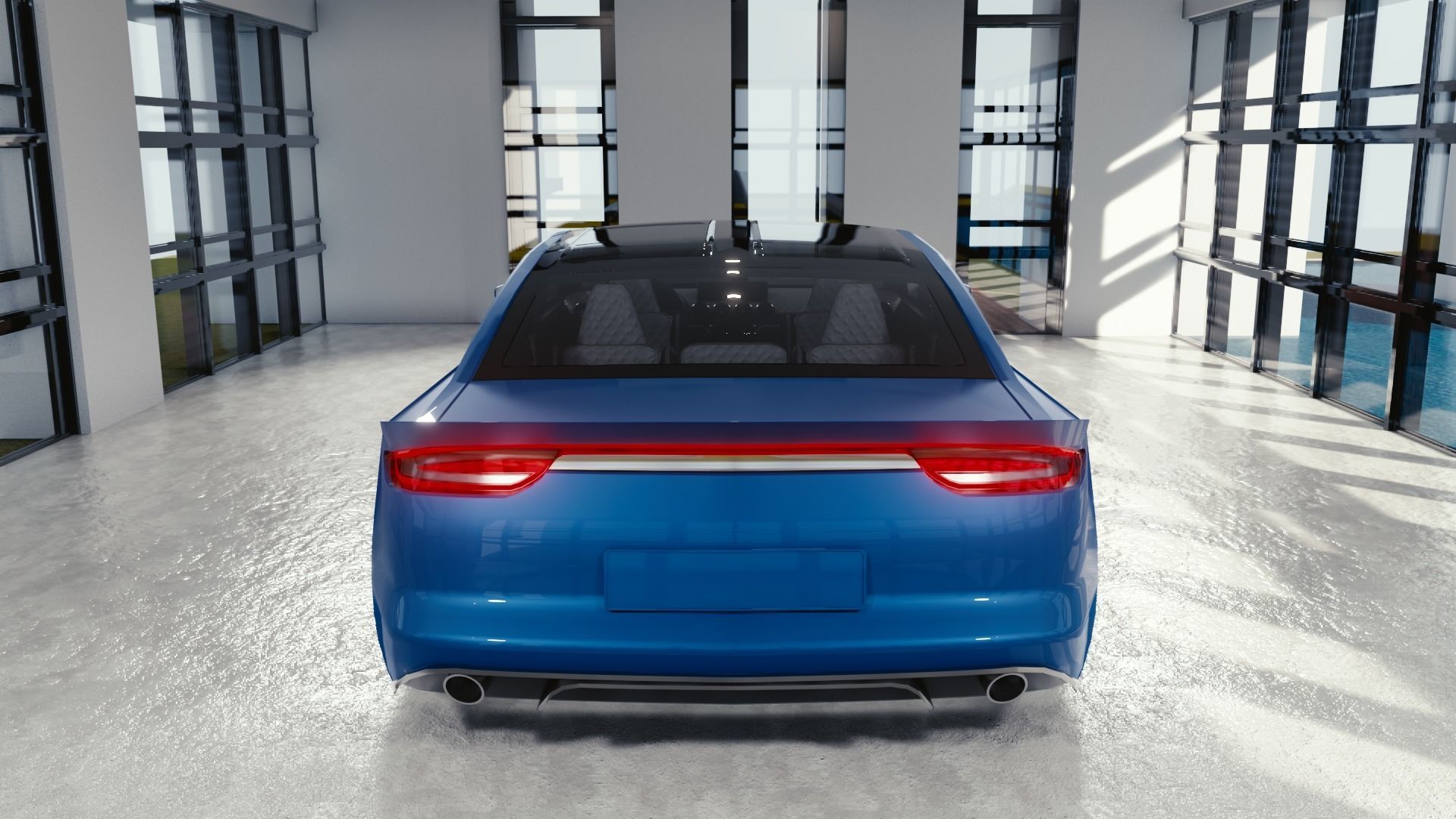 BLENDER EEVEE Brandless Small 2 door sedan Low-poly 3D model_5