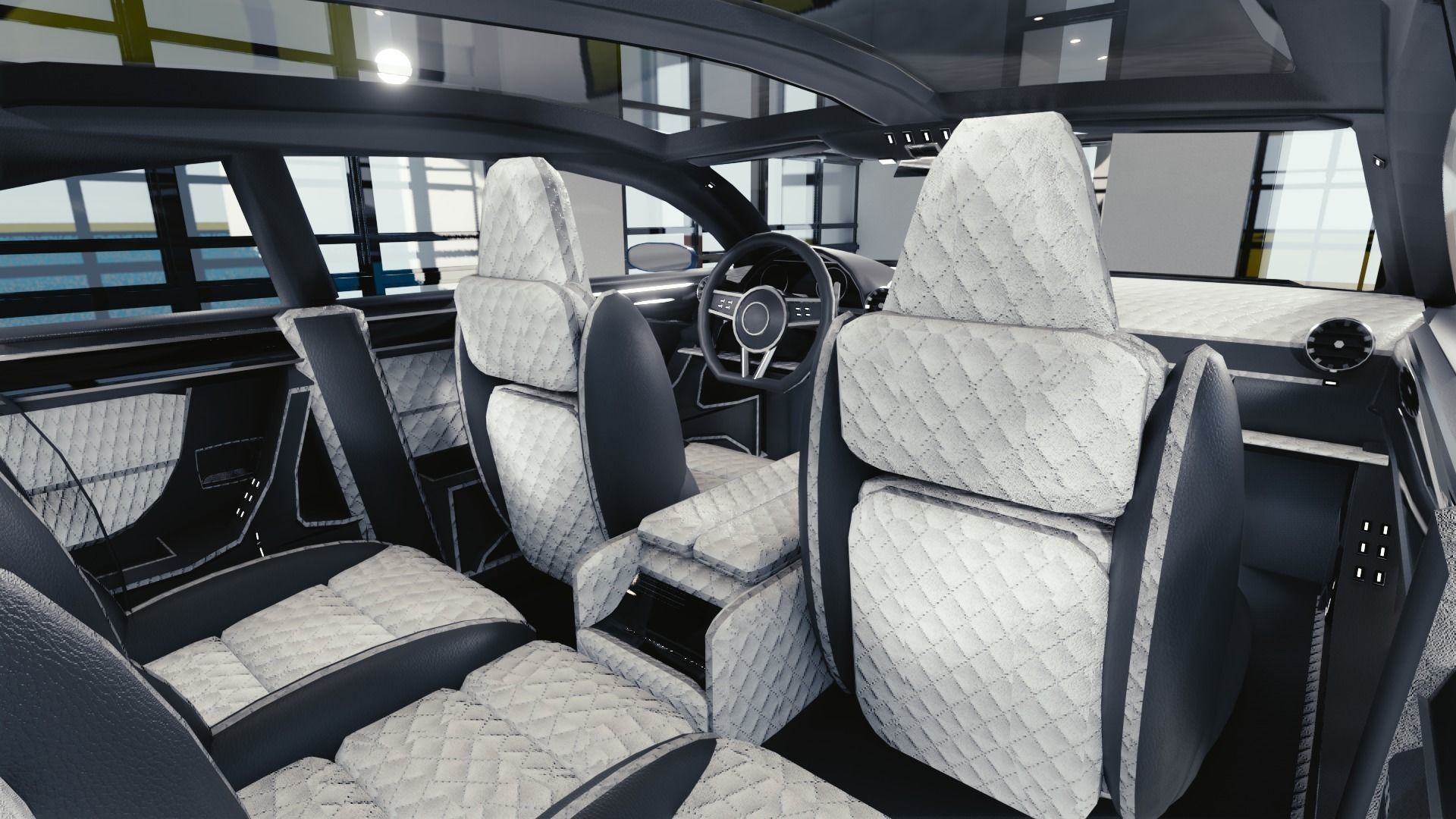 BLENDER EEVEE Brandless Small 2 door sedan Low-poly 3D model_8