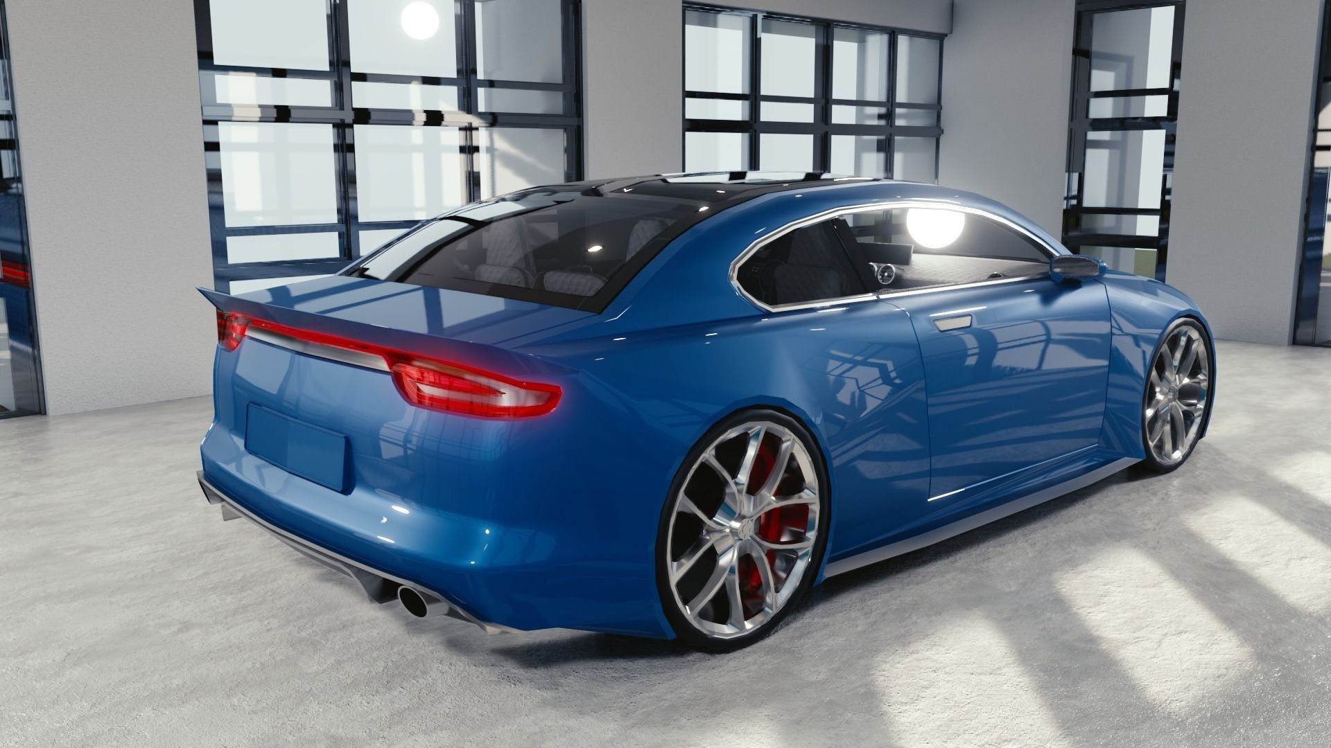 BLENDER EEVEE Brandless Small 2 door sedan Low-poly 3D model_3