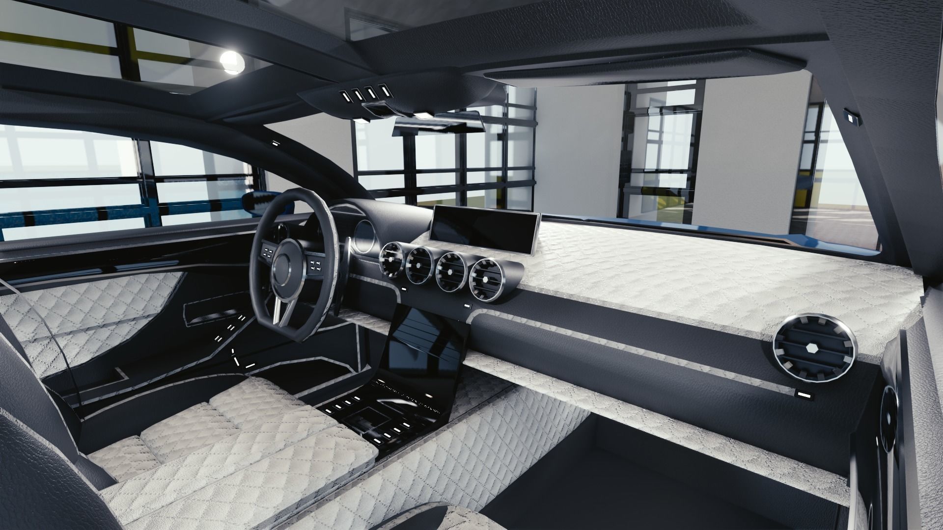 BLENDER EEVEE Brandless Small 2 door sedan Low-poly 3D model_6