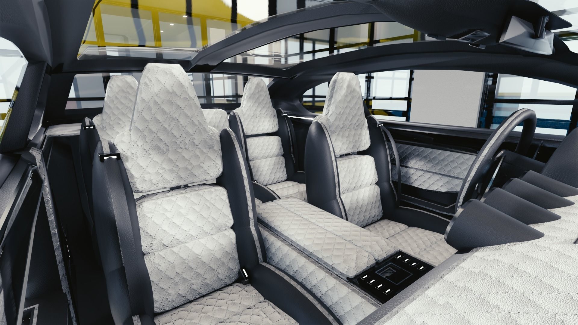 BLENDER EEVEE Brandless Small 2 door sedan Low-poly 3D model_7